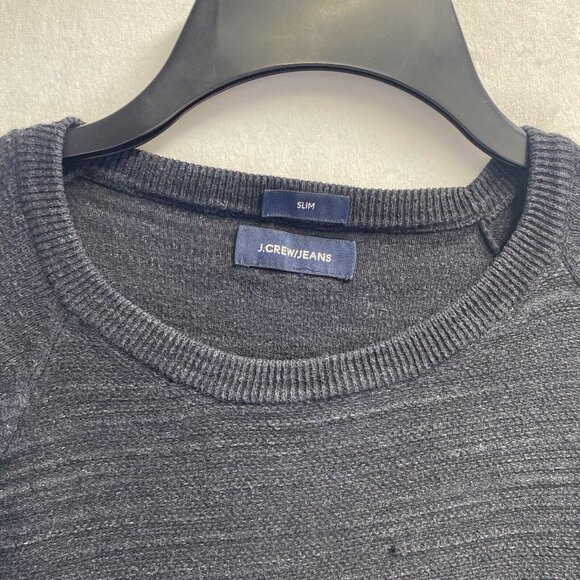 J.CREW/JEANS Slim Knit Long Sleeve Crew Neck Pullover Sweater Men Charcoal Used - Picture 9 of 16